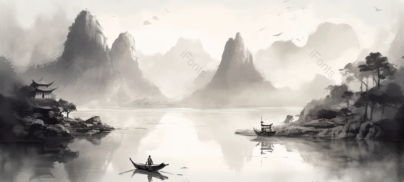 中国风宽屏水墨山水画,插画/手绘图,插画/手绘图库,插画/手绘图下载,插画/手绘